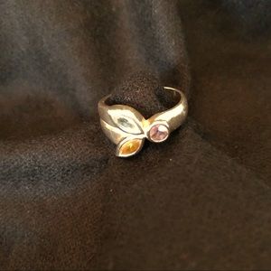 Silver ring with three stones